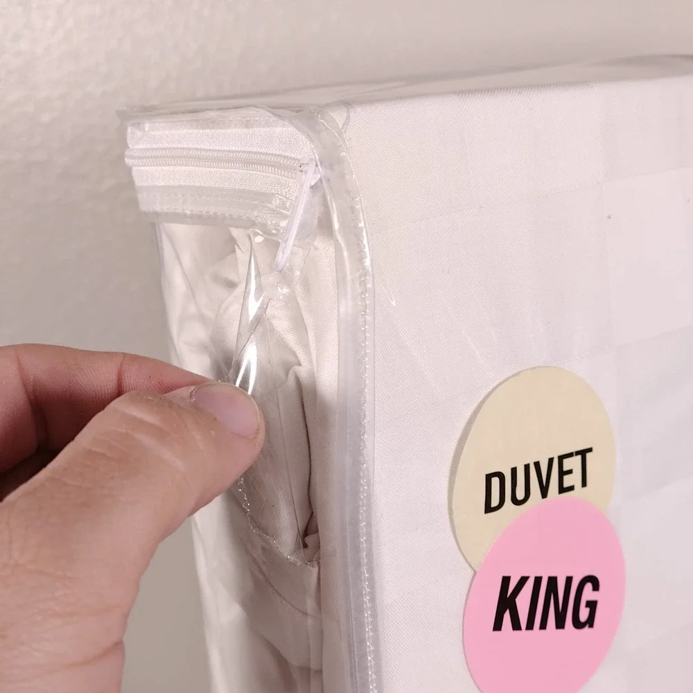 The Hotel Collection King Duvet Cover Set White Block Check New York Luxury